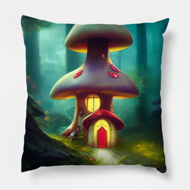 Enchanting Home for Sale (7) - Magic Mushroom House Pillow by TheThirdEye