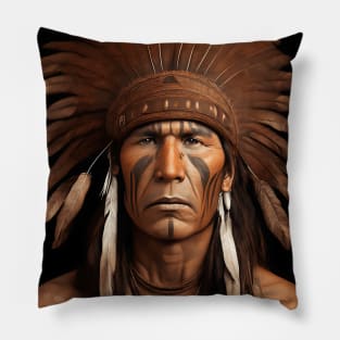 [AI Art] Proud Native American Man With Headdress Pillow