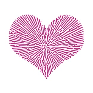 Turing Pattern Sunburst Love Heart (Pink) T-Shirt