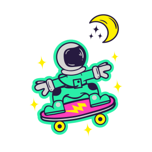 Space Man On Board Skateboarding On Space T-Shirt