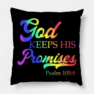 God Keeps His Promises Psalm 105:8 Christian Rainbow Religion Saying Pillow