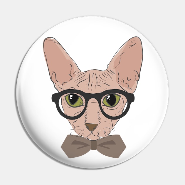 Hipster Sphynx Cat Pin by Caturday