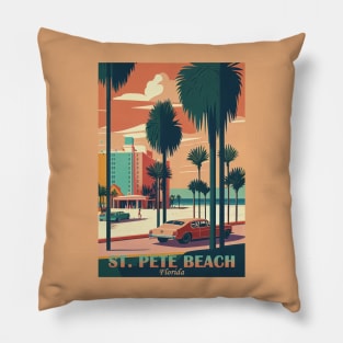 St. Pete Beach- Florida - Vintage Travel Poster Pillow