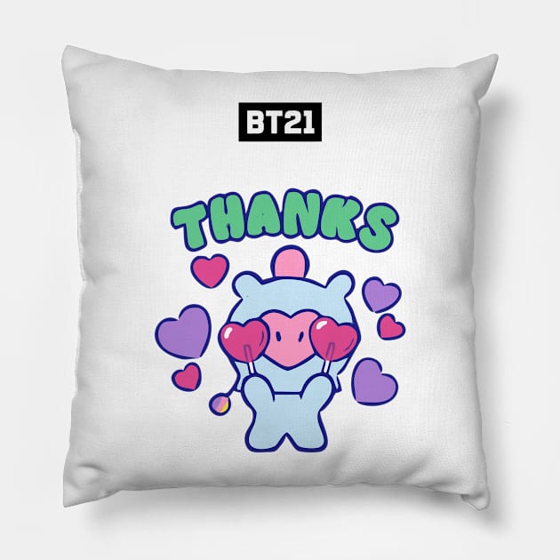 bt21 bts exclusive design 103 Pillow by Typography Dose