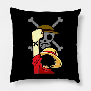 skull n luffy Pillow