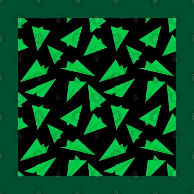 Paper Planes Pattern Green Black by DrawingEggen