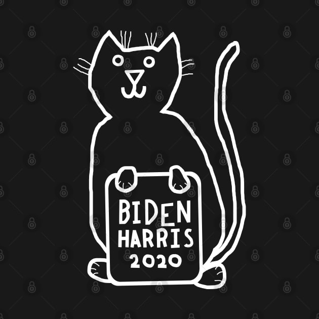 Whiteline Cute Cat with Biden Harris Sign by ellenhenryart