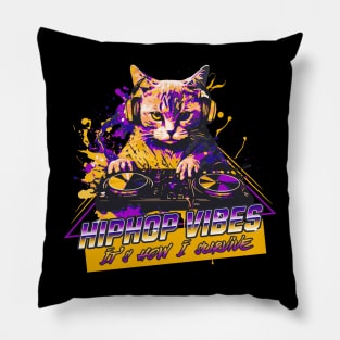 Funny Hip Hop Vibes Cat T-Shirt Pillow