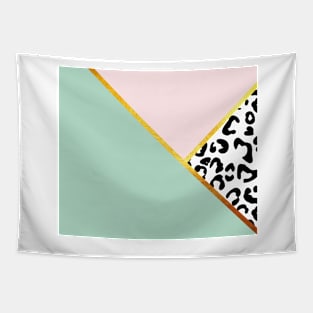 Abstract black and white leopard print, color blocking green Tapestry