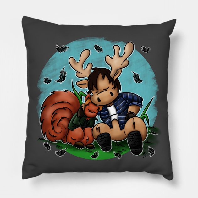 Moose and Squirrel Pillow by TheIllustratedAuthor
