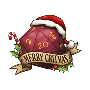 D20 Merry Critmas Dice Red T-Shirt