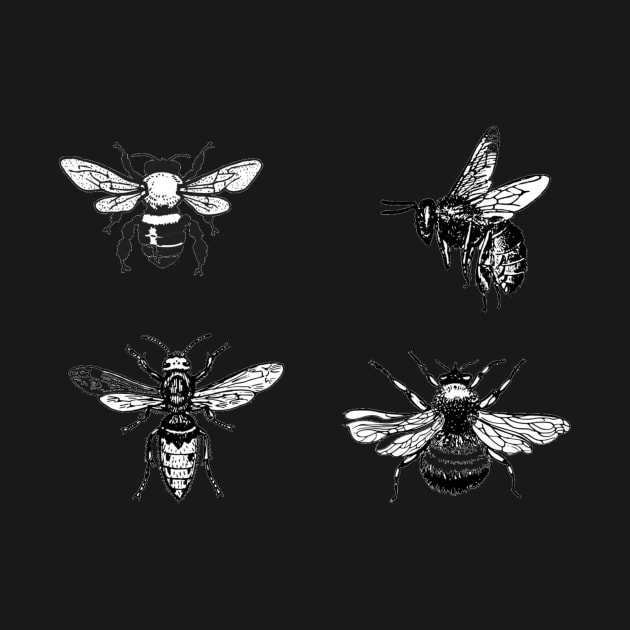 Black and White Honeybee Collection by julyperson