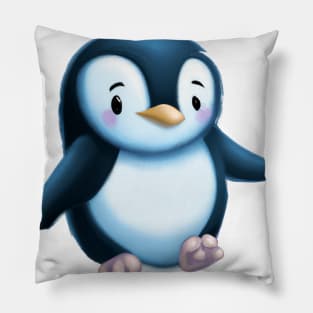 Cute Penguin Drawing Pillow