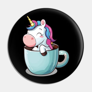 Unicorn in Coffee Cup Stay Woke Kawaii Pin