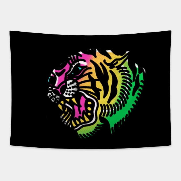 Trad Tiger Tattoo Tapestry by HAPHEART.COM