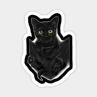 Black Cat Stern In Pocket  S Cats   Gifts Magnet