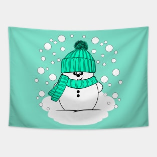 Cheeky Christmas Snowman with Peppermint Hat and Scarf Tapestry