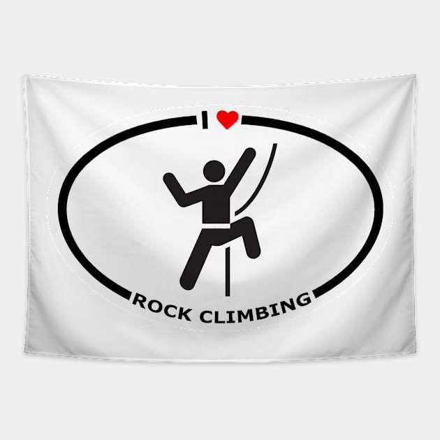 I Heart Rock Climbing - Solid Tapestry by Webdango