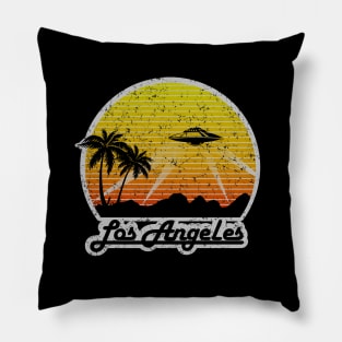 Retro Battle for Los Angeles UFO Pillow