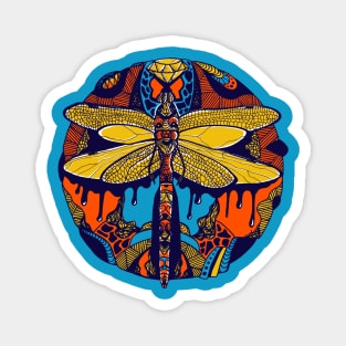 Orange Blue Circle of the Dragonfly Magnet