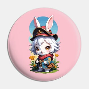 Cute Anime Rabbit Chibi Style Design Pin