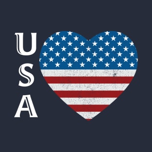 Patriotic American Flag Heart Stars Stripes USA T-Shirt