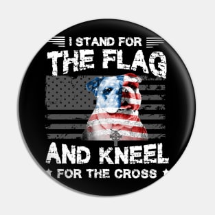 Bulldog Dog Stand For The Flag Kneel For Fallen Pin