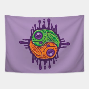 Trippy Drippy Frog Yin Yang Tapestry