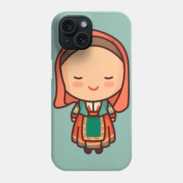 Cute Italian Sardinia Woman with Traditional Dress Phone Case by SLAG_Creative