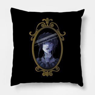 Middle finger wednesday addams Pillow