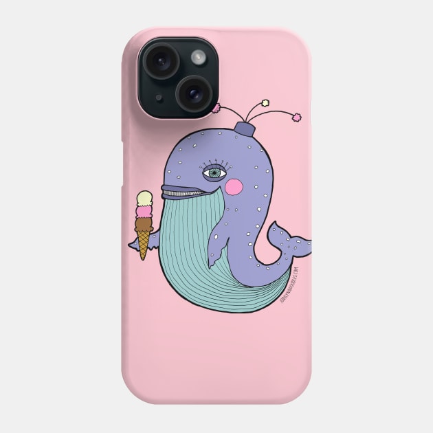 Whale eating ice cream Phone Case by JodiLynnDoodles