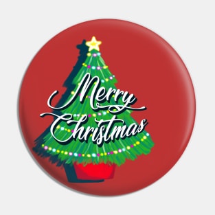 Festive Merry Christmas Tree Pin