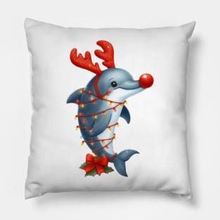 Christmas Red Nose Dolphin Pillow