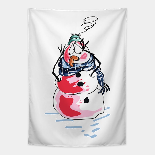 Brain Freeze Snowman Tapestry by AuburnQuailart