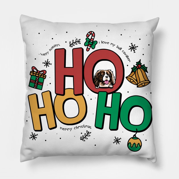 Ho Ho Ho Funny Cavalier Dog Owner Christmas Pillow by Way Down South