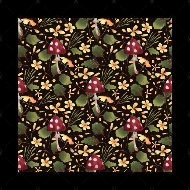 Floral Mushroom Pattern by LylaLace Studio