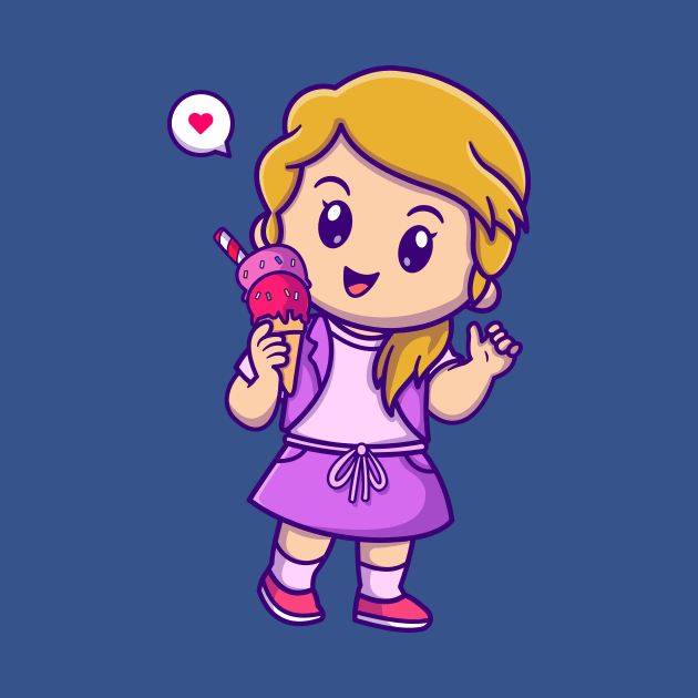 Cute Girl Holding Ice Cream Cartoon by Catalyst Labs