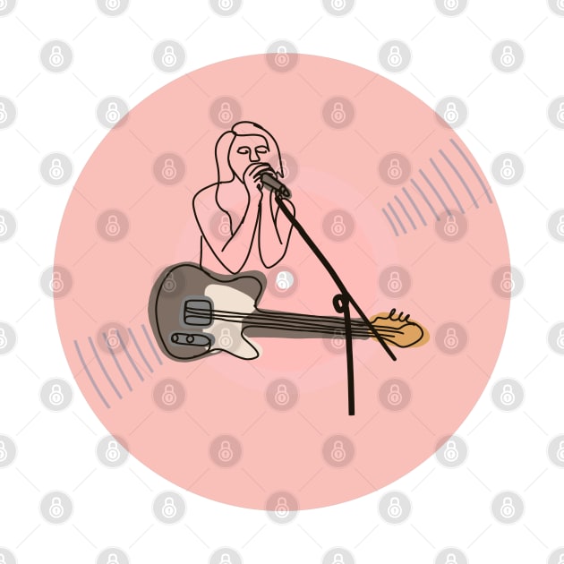 Vinyl - Singer + guitarist minimalist line art (pink) by SwasRasaily