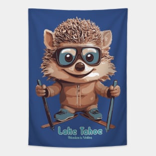 Cute Hedgehog Lake Tahoe Ski Tapestry