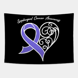 Esophageal Cancer Awareness Heart Ribbon Gift Valentines Day - In This Family Nobody Fights Alone Tapestry