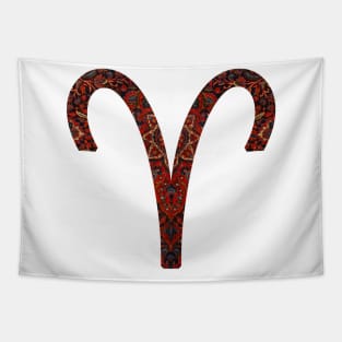 Dark Paisley Aries Zodiac Sign Tapestry