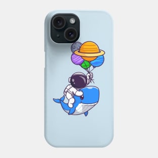 Cute Astronaut Riding Cute Whale And Holding Balloon Cartoon Phone Case