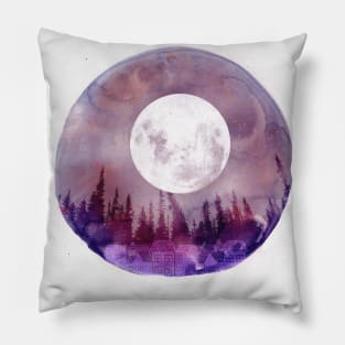 Moonlit village Pillow