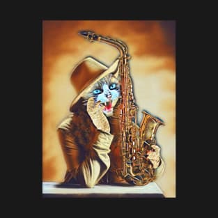 A cat playing the saxophone T-Shirt