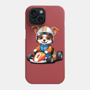 Cute Dog in Race Car Illustration Phone Case