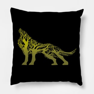 Wolf tree blend cute cool colorful Pillow