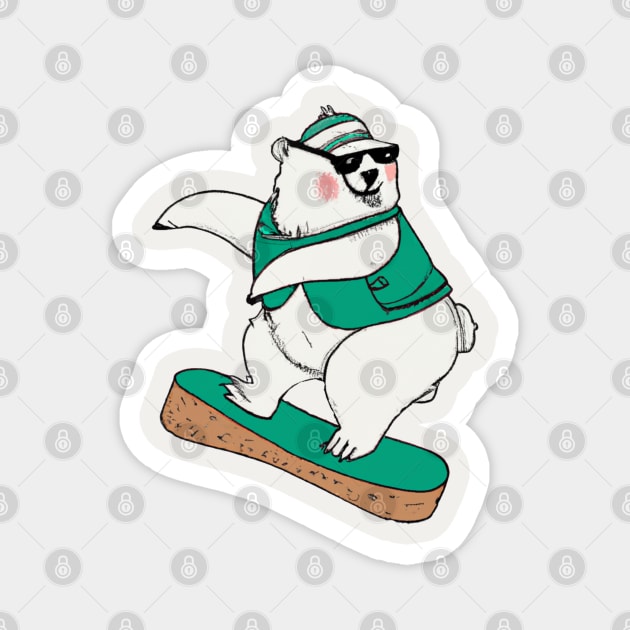 Cool Snowboard Bear for Ski Lover Mountain Skier Magnet by Quote'x