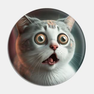 Illustration of surprised cat with bulging eyes Pin