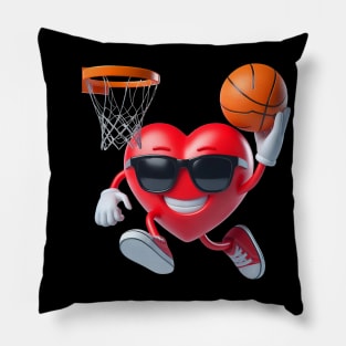 Funny Heart Dunking Basketball Valentines Day Mens Boys Kids Pillow