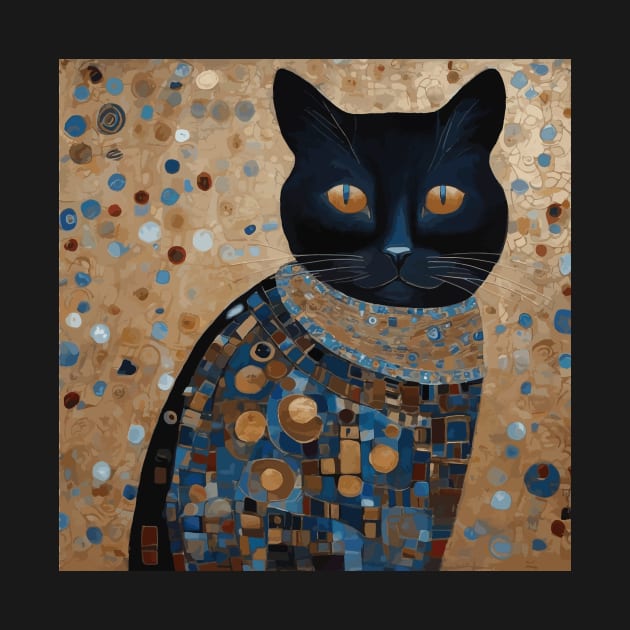 Black Klimt Cat in Ceremonial Vestments by bragova